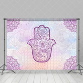 Aperturee - Purple Hamsa Hand Floral Tradition Dance Backdrop